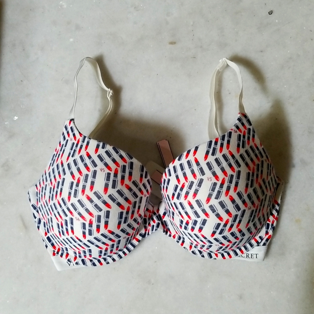 Victoria's Secret Geometric Red and Blue Bra